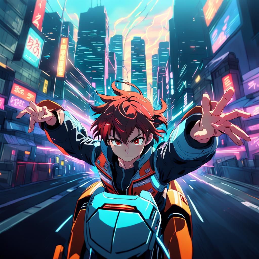 High-Octane Anime Action Scene in Sakuga Style