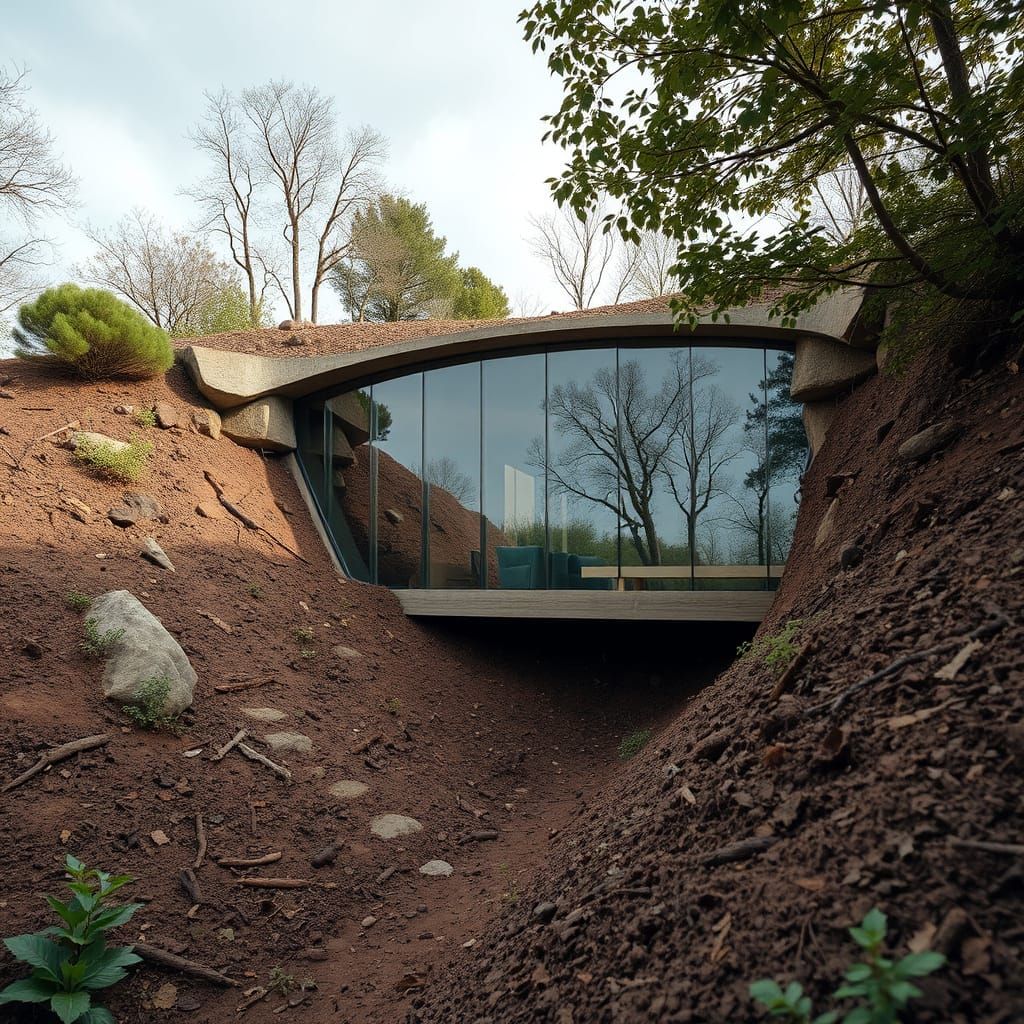 Subterranean Abode with Glass Terraces