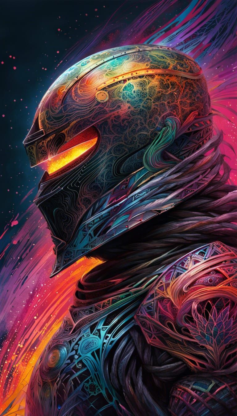 Galaxy Knight in Rainbow Armor Digital Painting