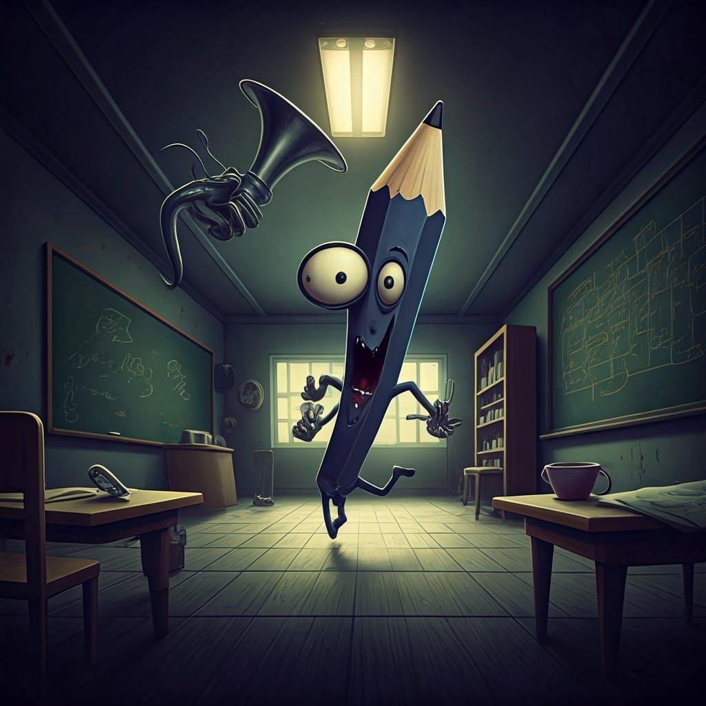 Frightened Pencil's Escape: A Gothic Classroom Nightmare