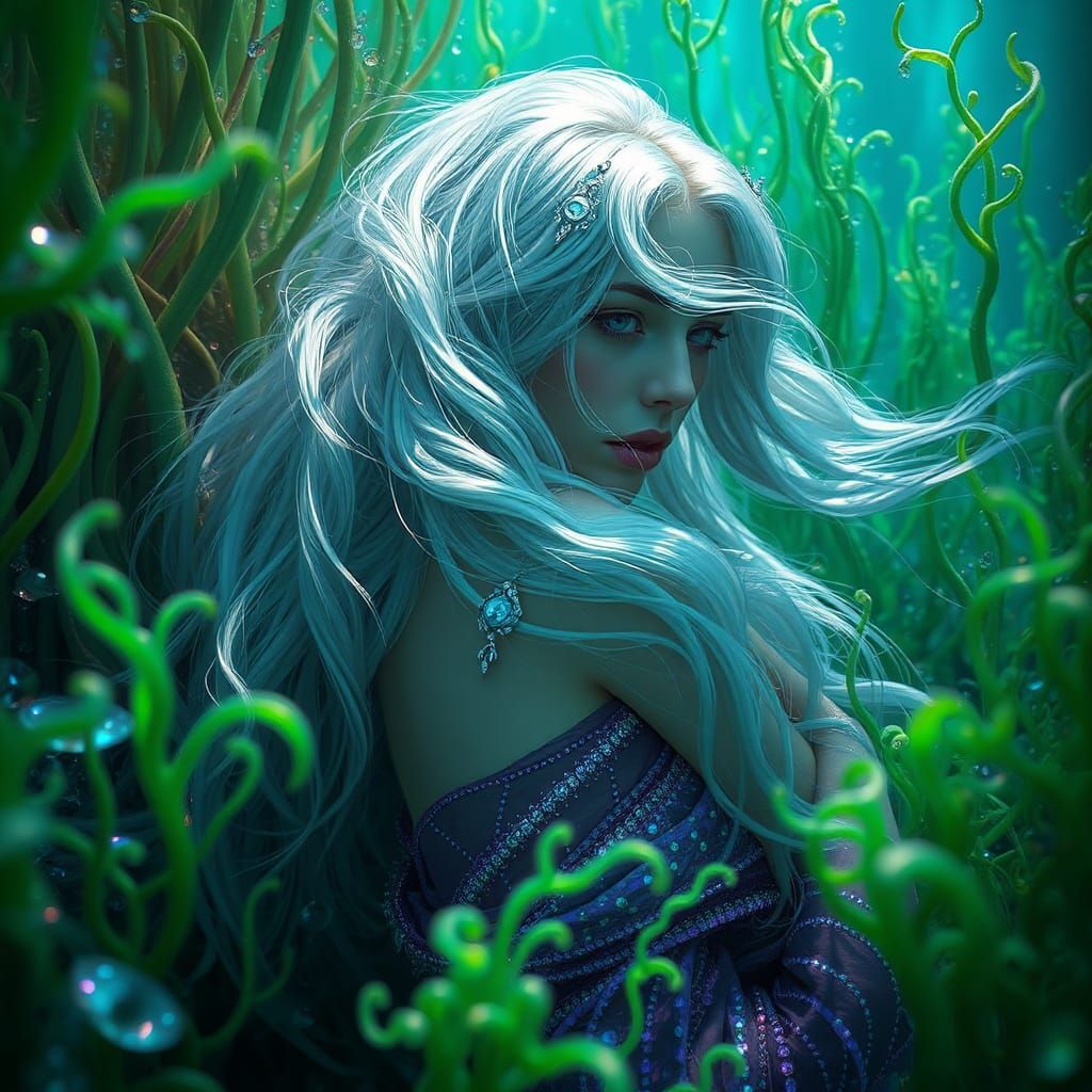 Mystical Ukrainian Mavka in Algae Forest