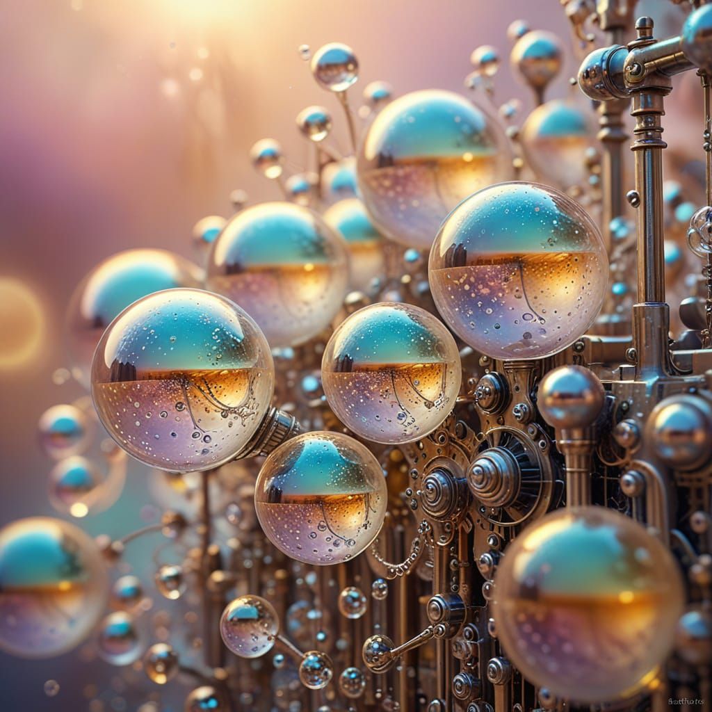 Dreamlike Bubble Machine in Dadaist Pastel Art