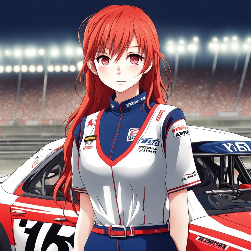 Anime Girl at Stock Car Race in 4K