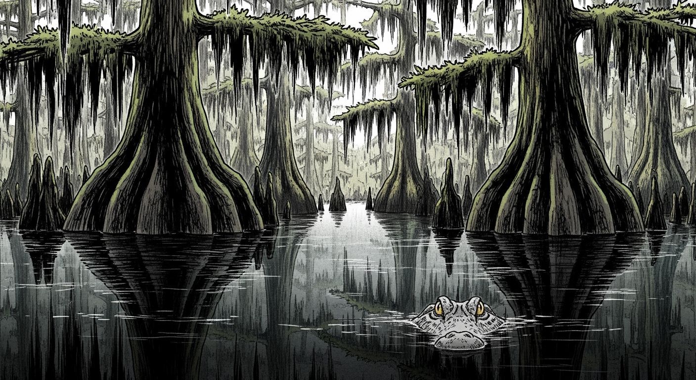 Eerie Bayou Alligator in Manga Style