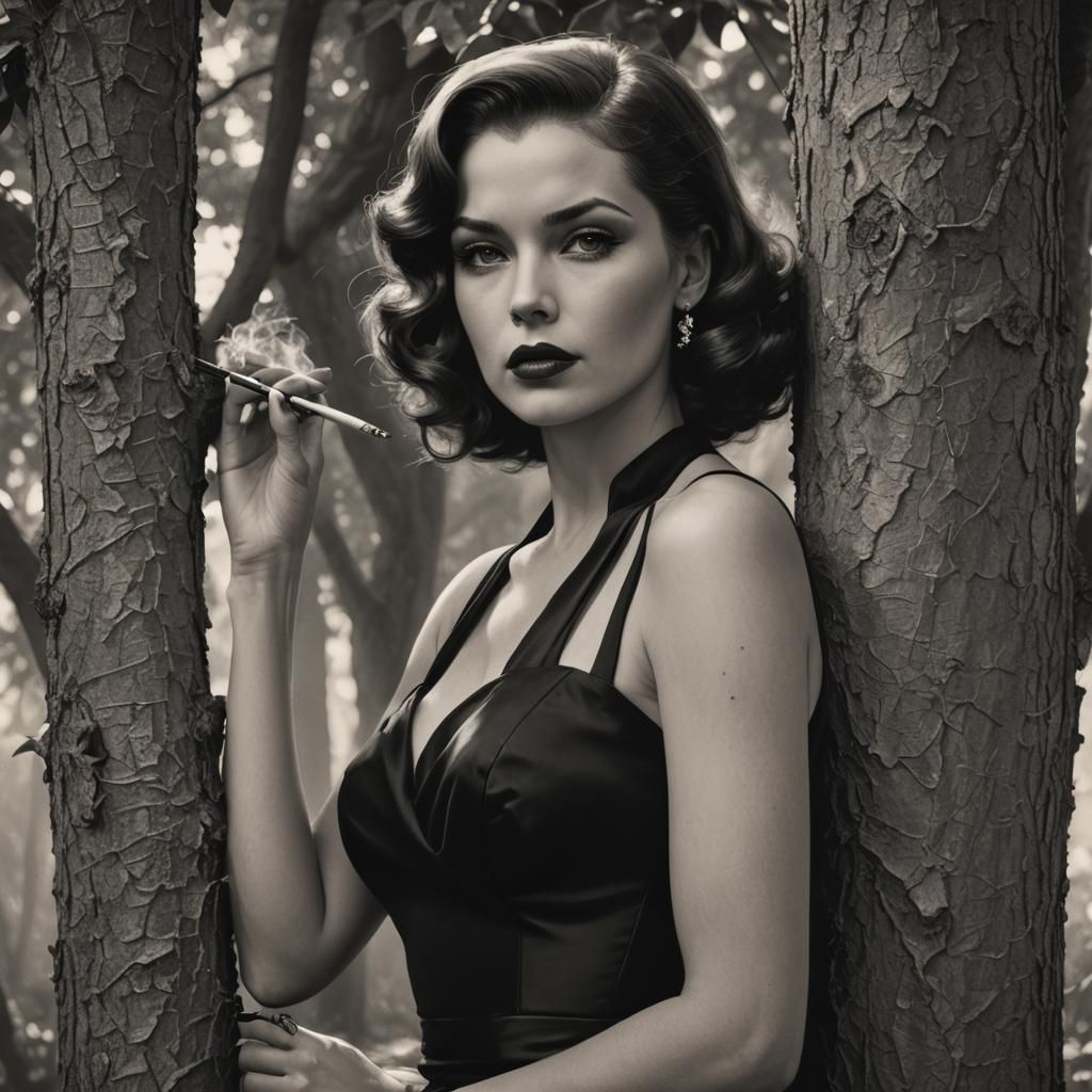 1950s Femme Fatale in Film Noir Style