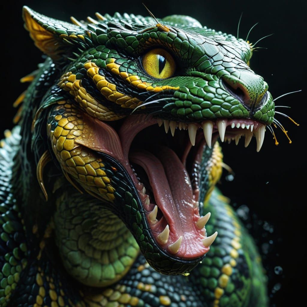 Man's Surreal Transformation Into Snake: Vivid Digital Art