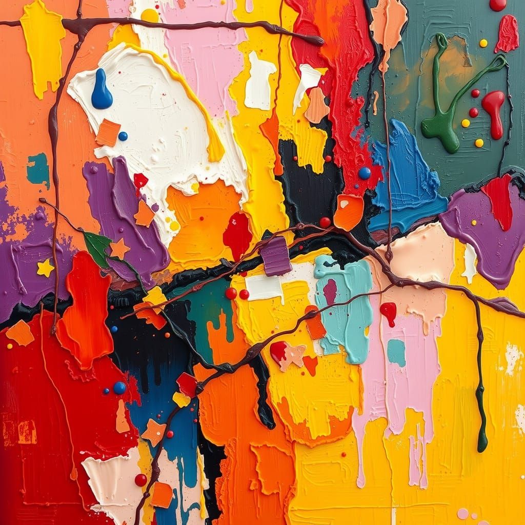 Colorful Expressionist Oil Painting in Impasto Style