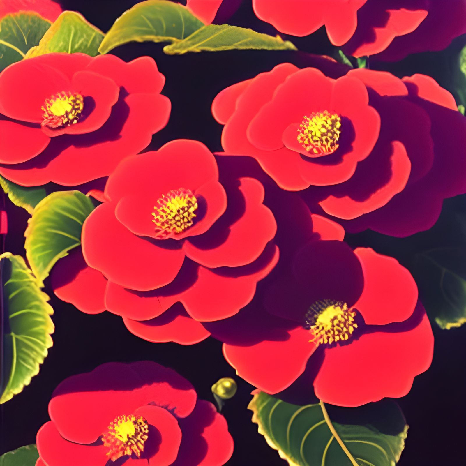 Scarlet Begonias as Impressionist Painting