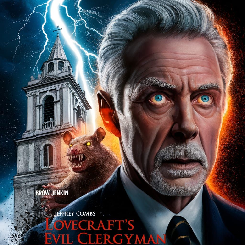 Movie poster for film called "Lovecraft's Evil Clergyman" st...