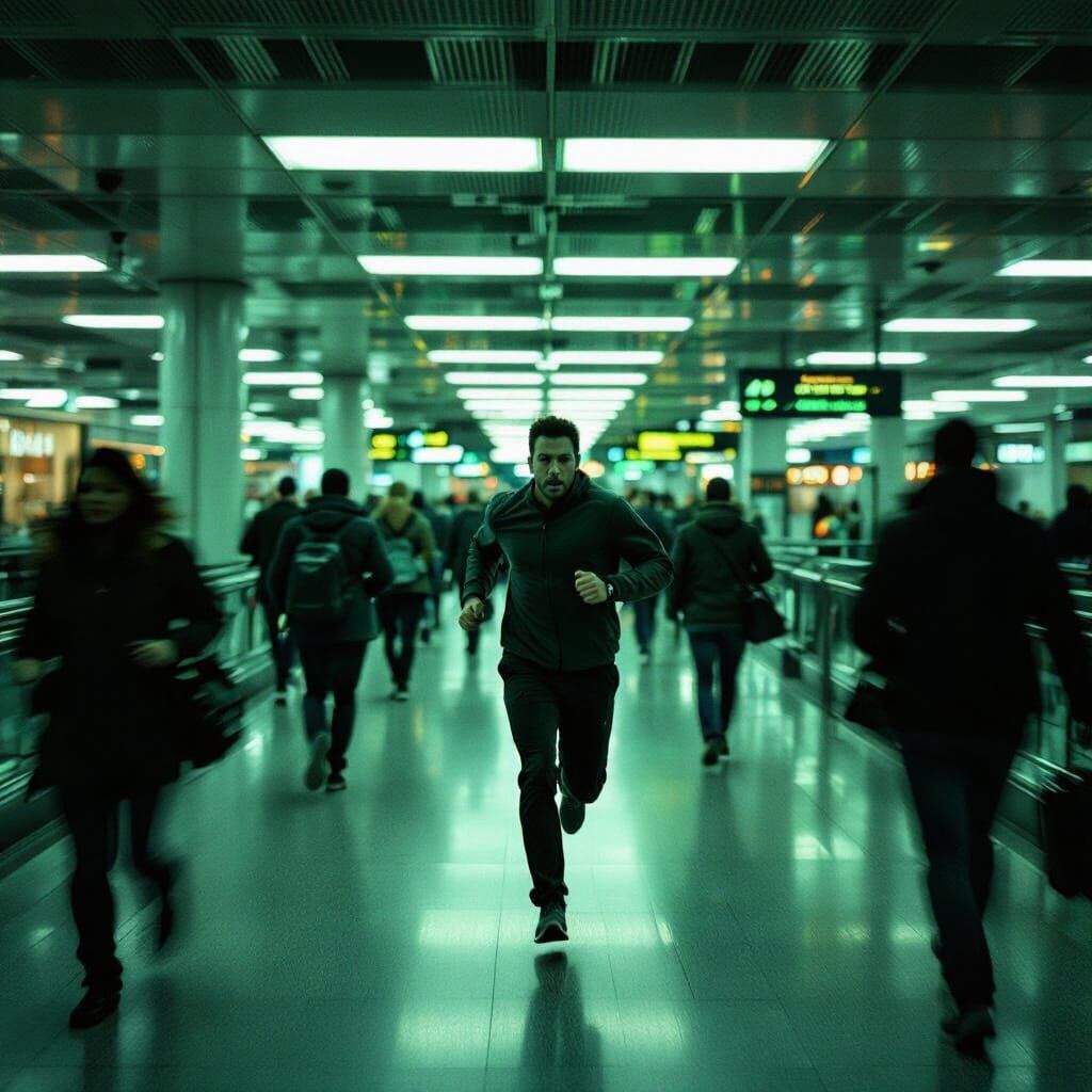 Man Flees Airport Terminal on Grainy CCTV Footage