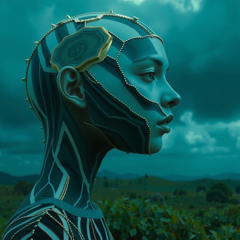 Abstract Agate and Crystal Textures with Metallic Stripes