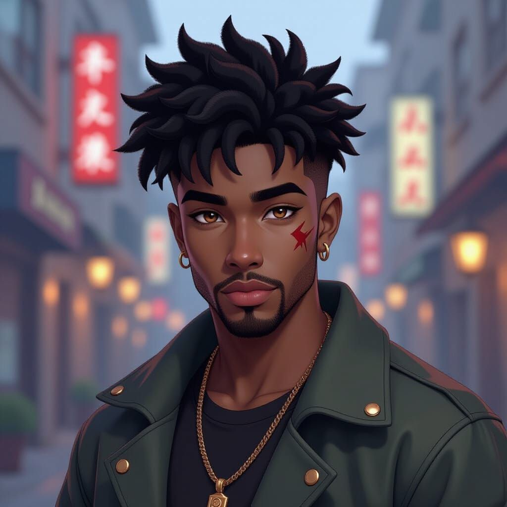 Anime-Style Rapper in a Dramatic Digital Painting