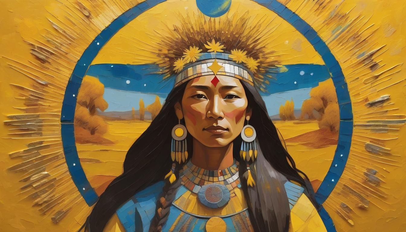 Native American Sun Queen in Van Gogh Style