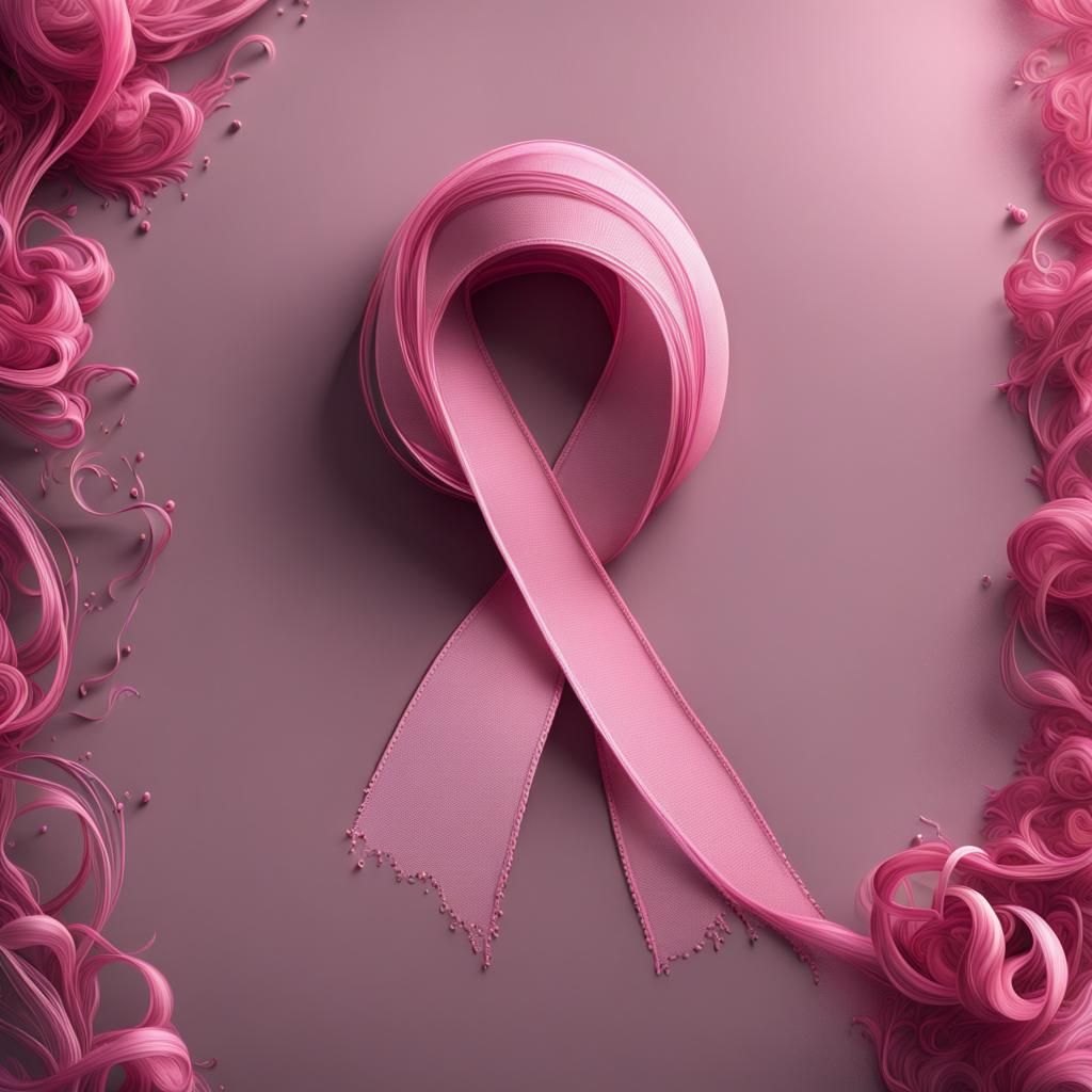 Linen Pink Ribbon Element in Detailed Digital Painting