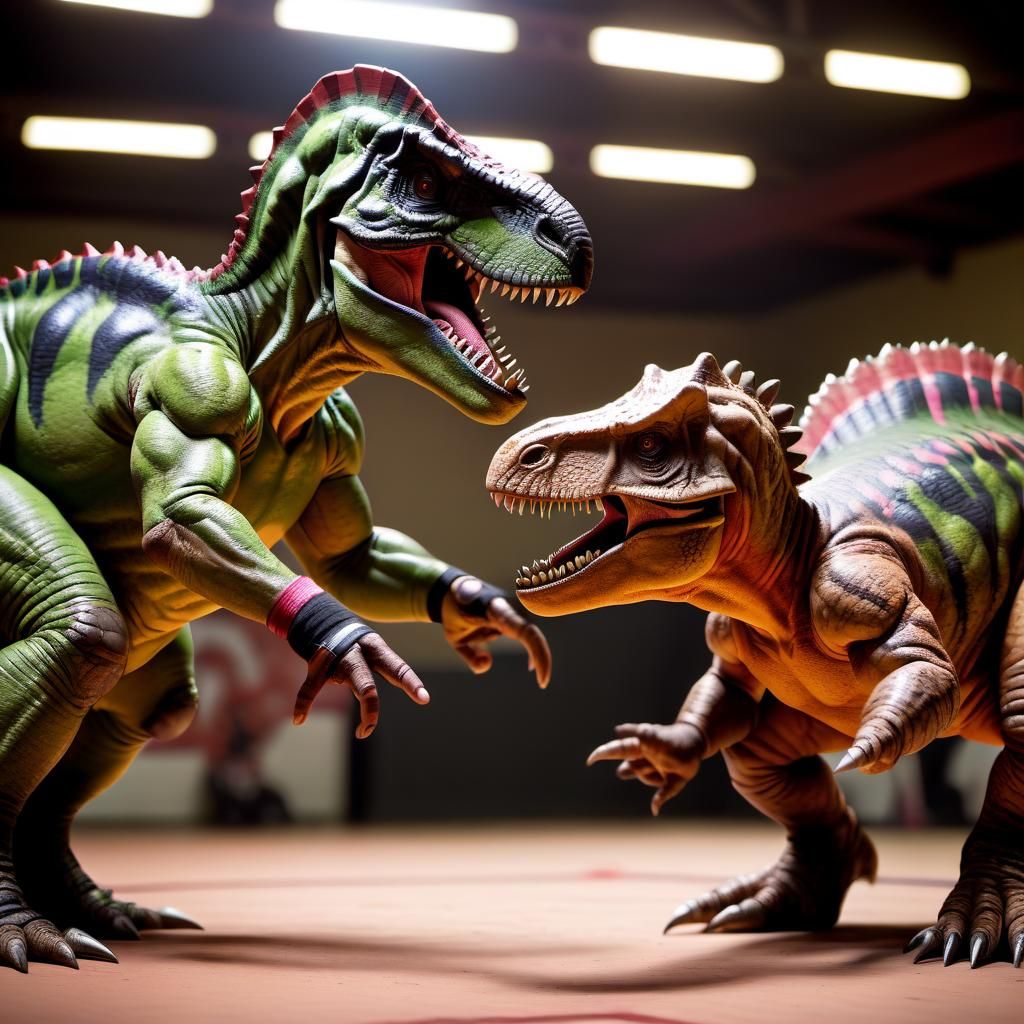 Dinosaurpunk Wrestling Dinosaurs in Sharp Focus