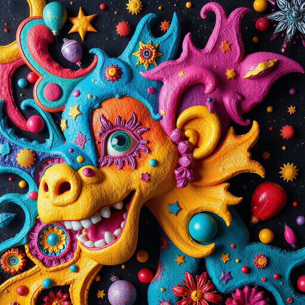 Vibrant Colorful Creation in Playful Whimsical Style