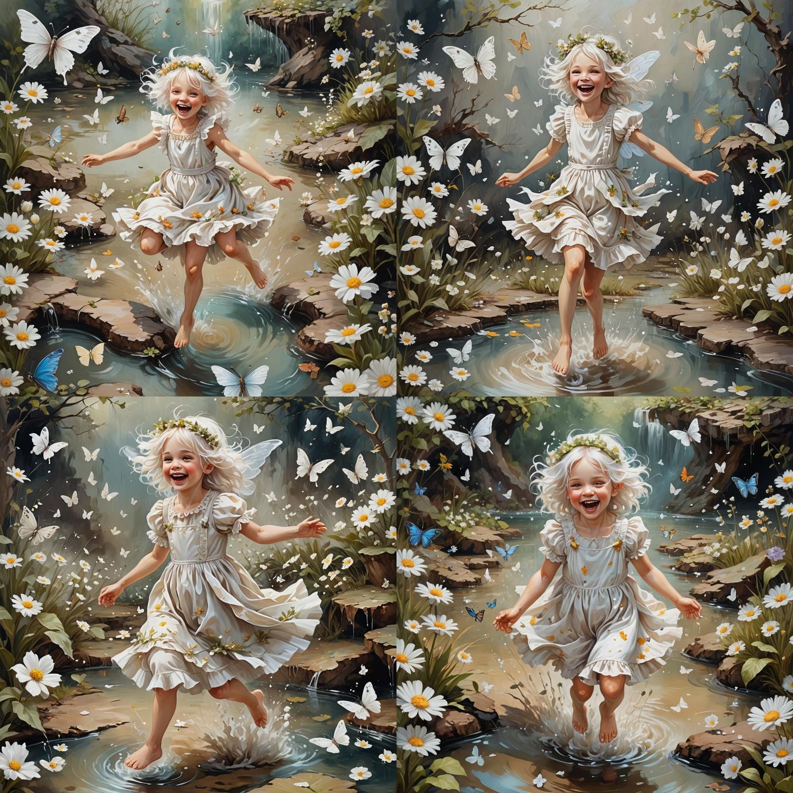Laughing Fairy in Muddy Pool, Baroque Chalk Art