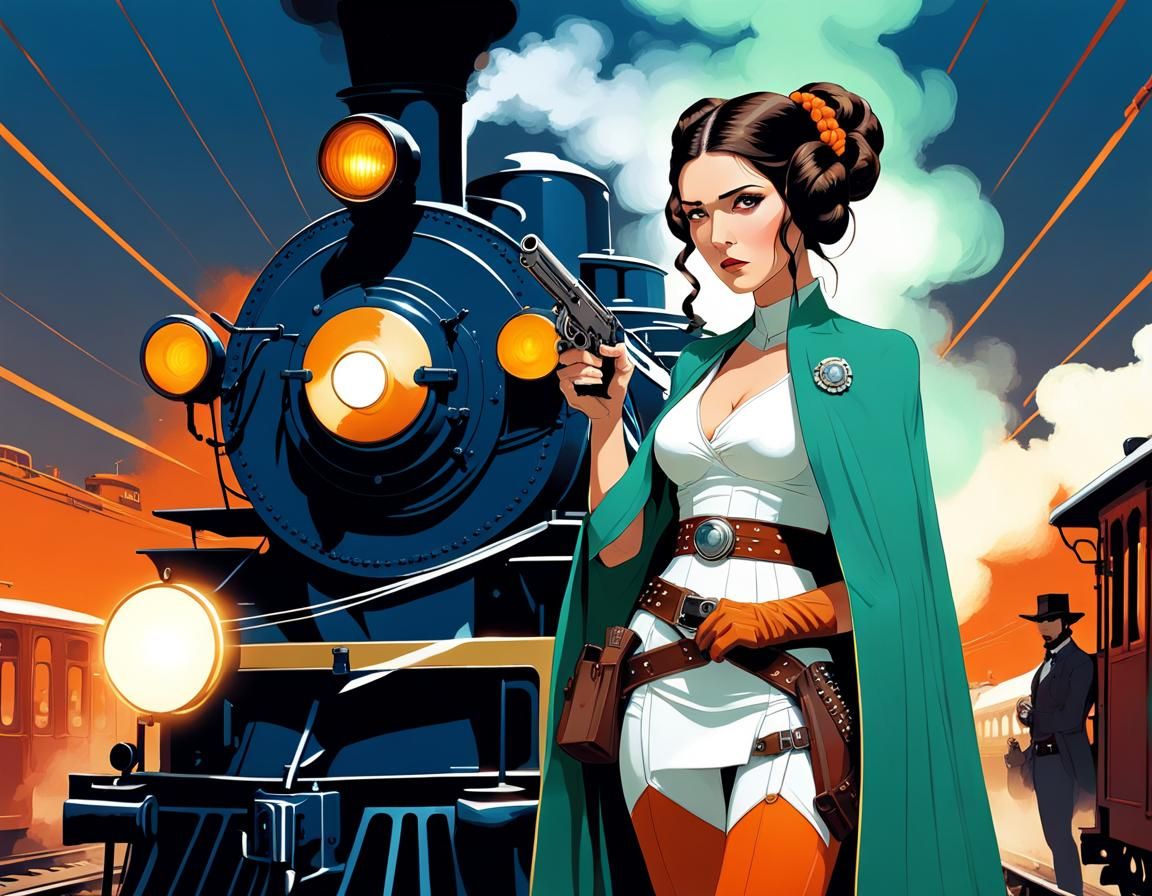 Cowgirl Princess Leia in Manga Style Digital Art