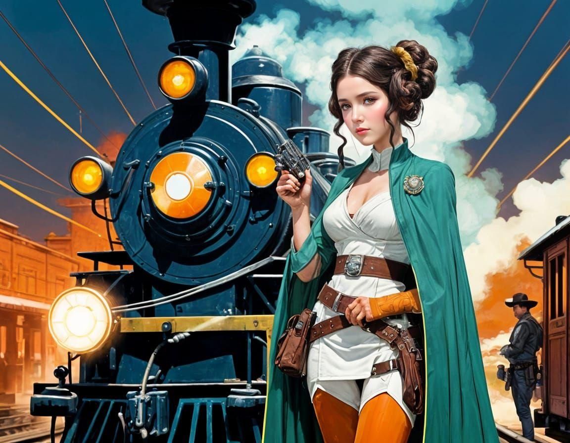 Cowgirl Princess Leia in Old West Anime Style