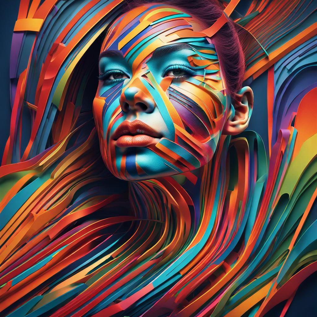 Vibrant Abstract Woman: A Conceptual 3D Rendering