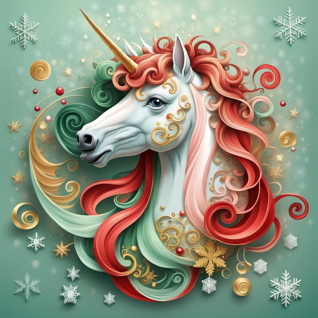 Festive Christmas Unicorn with Holiday Decorations