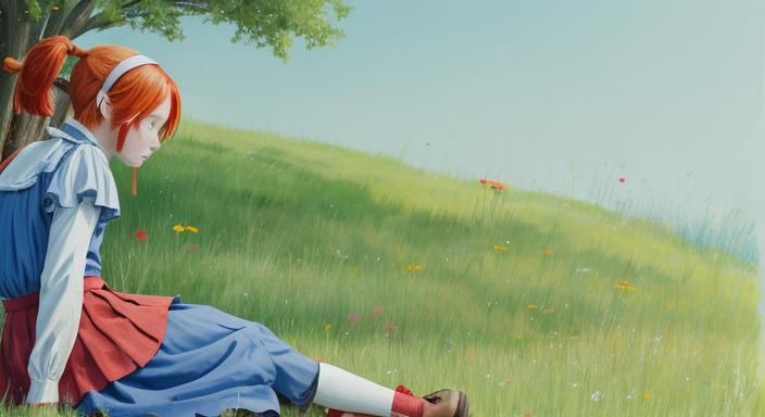 Pippi Longstocking Relaxing Under a Tree