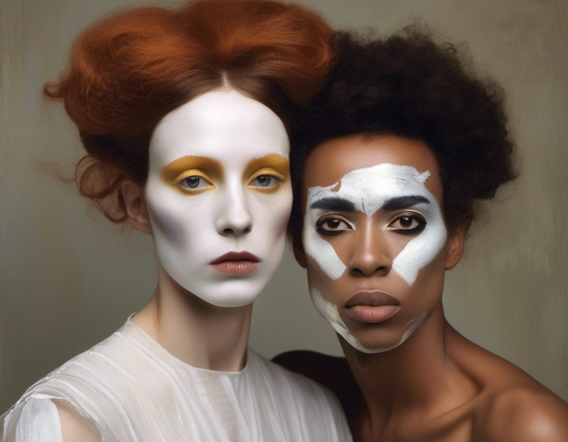 Two Fierce Drag Queens Mirrored in Tonalist Style