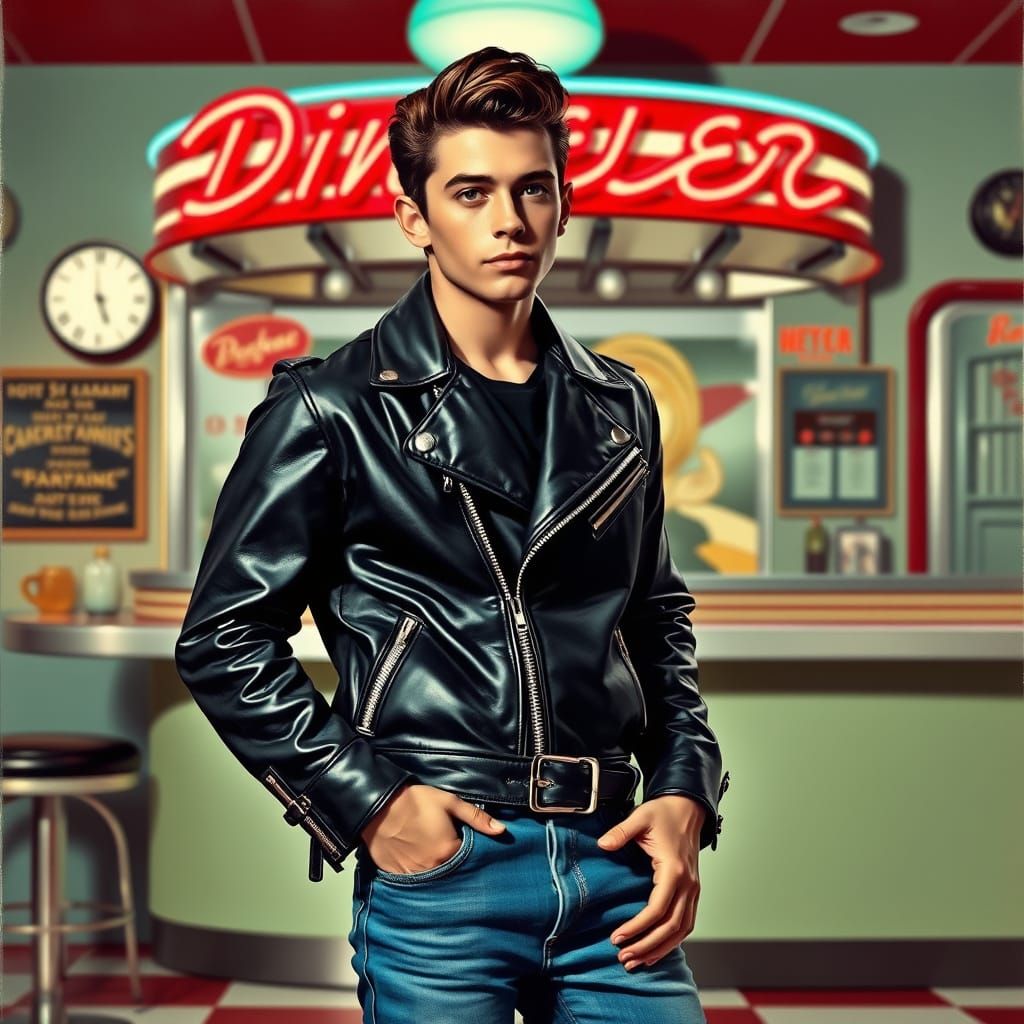 1950s Greaser in Rockabilly Art Style