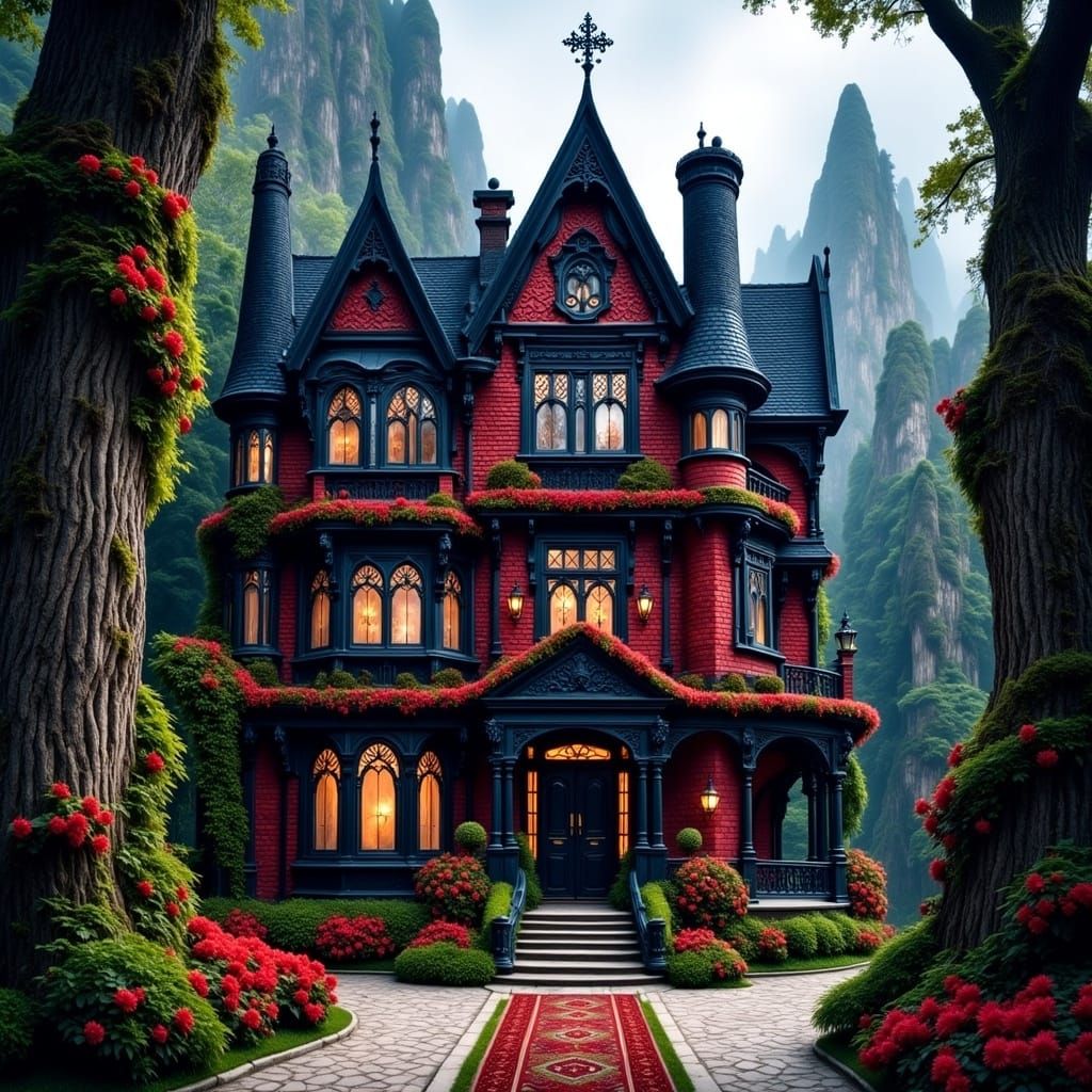 A Gothic Victorian Manor Hides Among Jagged Cliffs