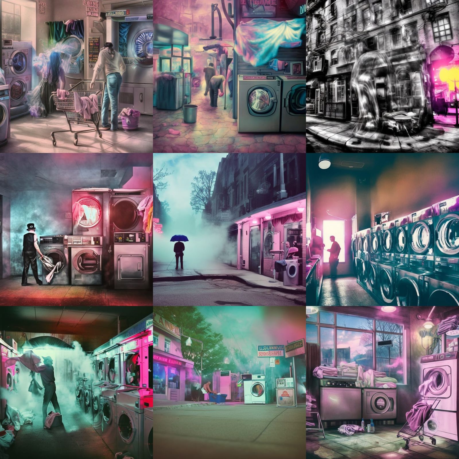 Laundromat Robbery Sinkhole in Cyberpunk Style