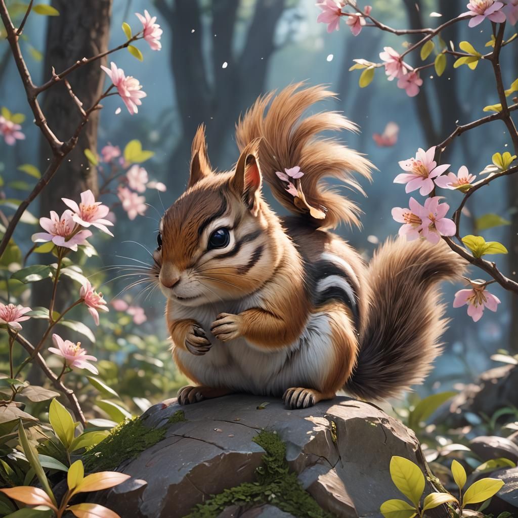 Cute Magical Chipmunk in 3D Anime Art