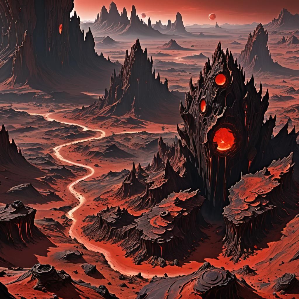 Xeridia: Crimson Jewel in Abstract Space Art