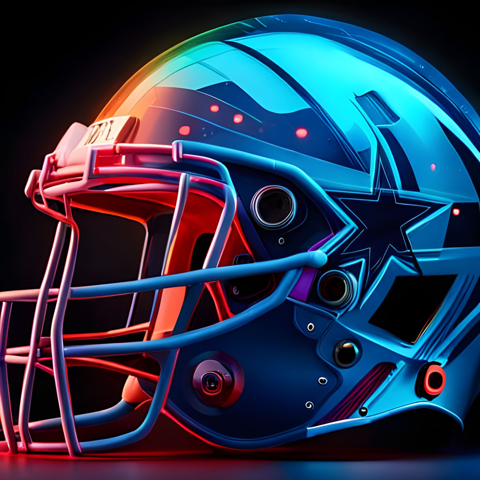 Dallas Cowboys Helmet Splashed with Neon Paint