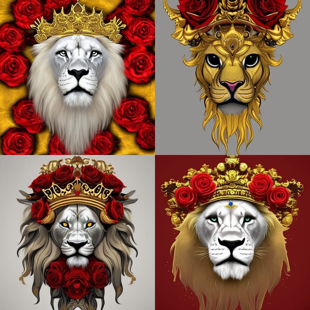 White Lion King Portrait in Splash Art Style