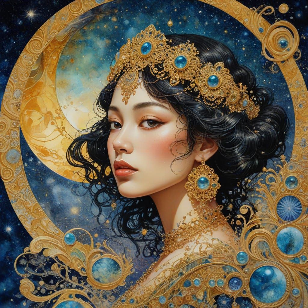 Royal Silhouette in Opalescent Watercolor Style