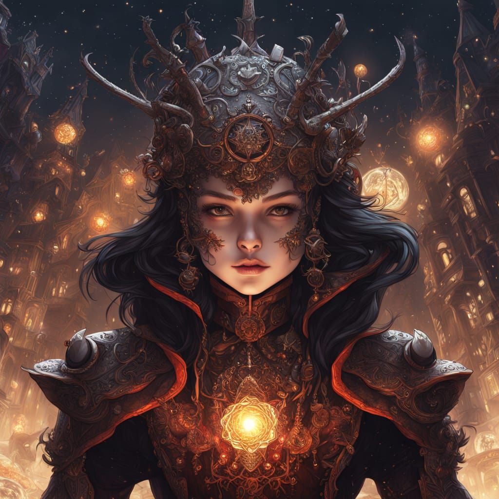 Steampunk Witch in Leather Outfit with Filigree