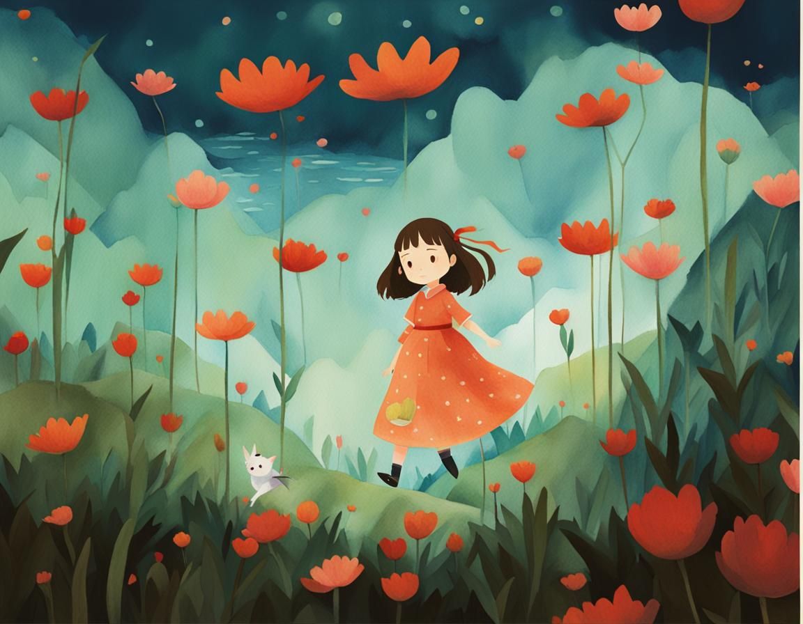 Charming Storybook Illustration in Watercolor Style