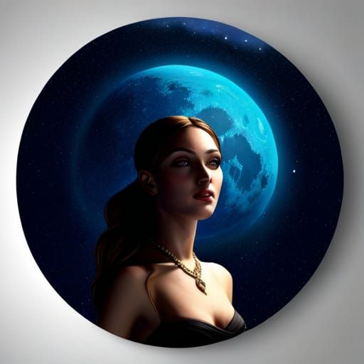 Moon Woman: Galactic Digital Painting in Hyperrealism