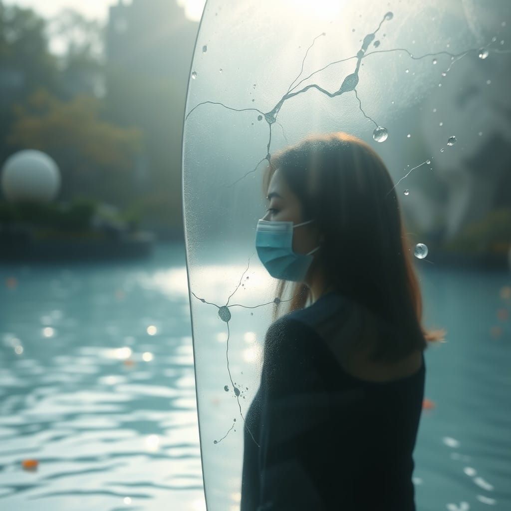 Ethereal Woman in Contemplative Water Garden