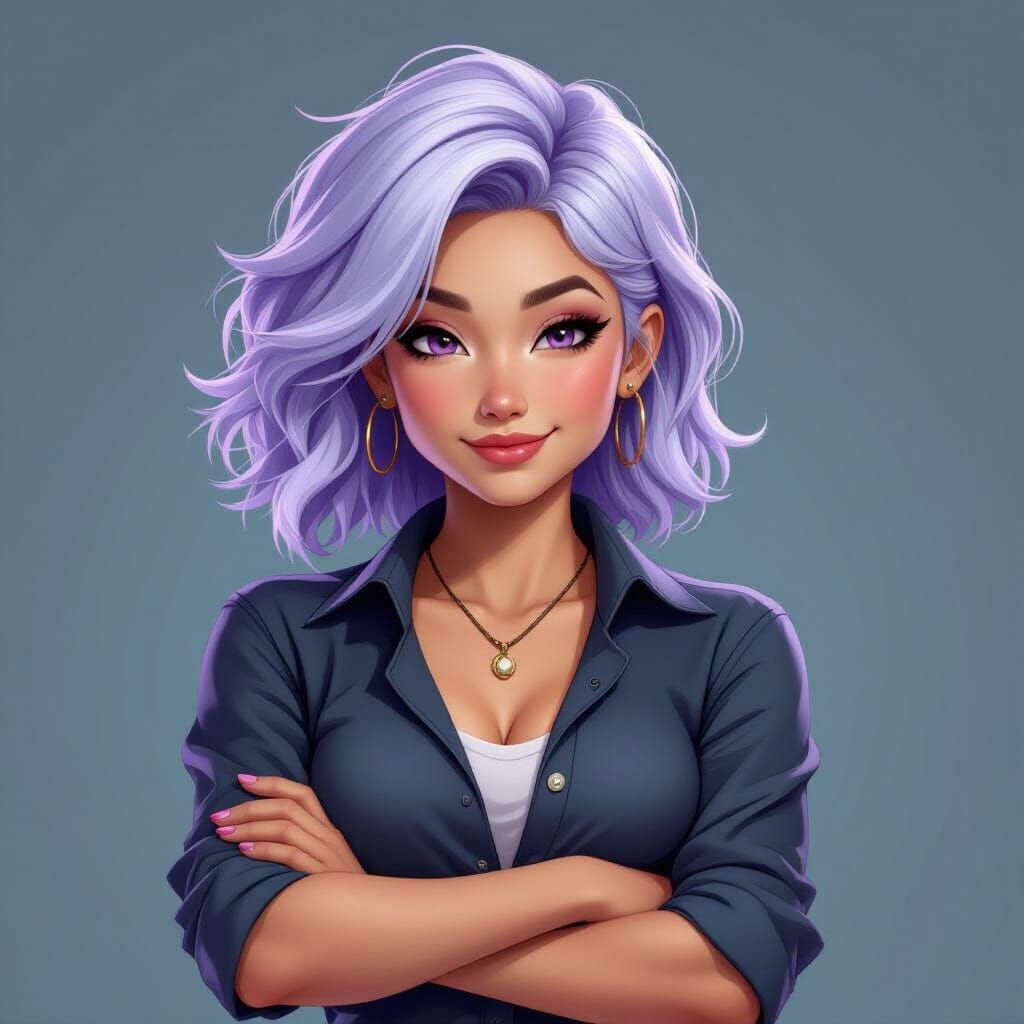 Butch Non-Binary Person Winks in Victory Pose