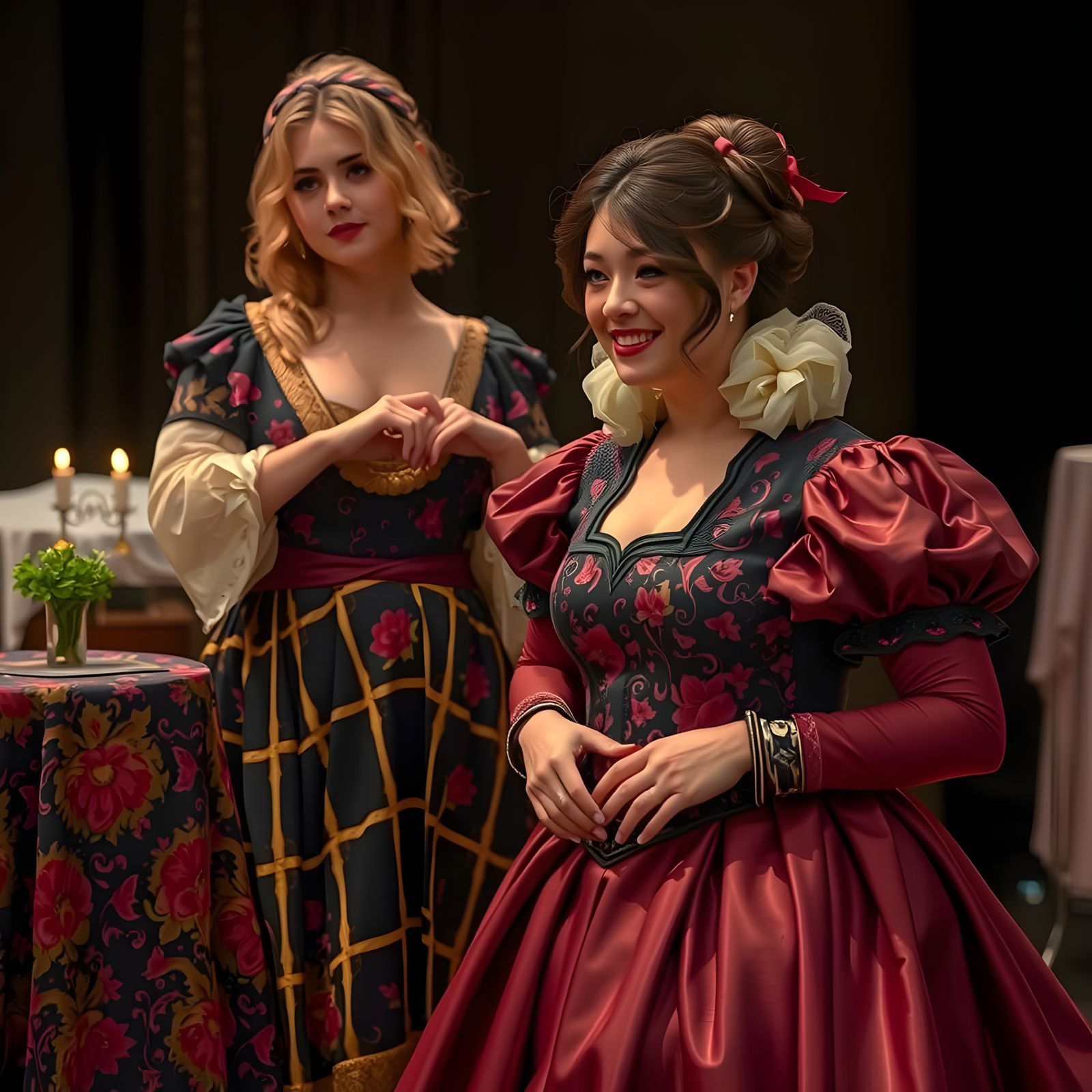 Golden Footlights Illuminate a Theater Stage