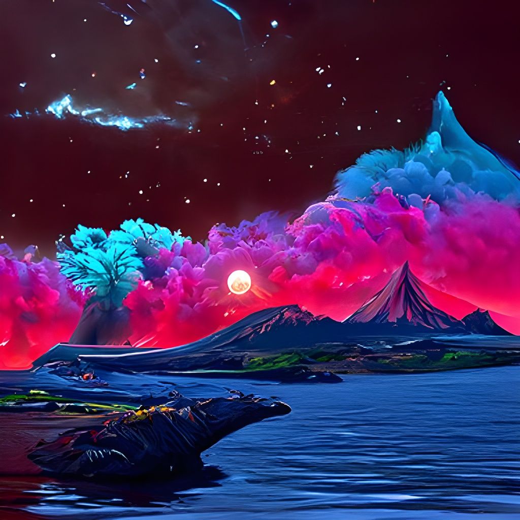 Alien Volcano Landscape: A Hyperrealistic Digital Painting