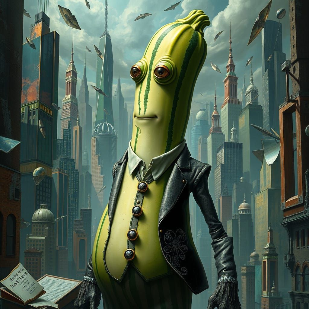 Surreal Zucchini Lost in Dreamscape Hypermodernism with Kint...