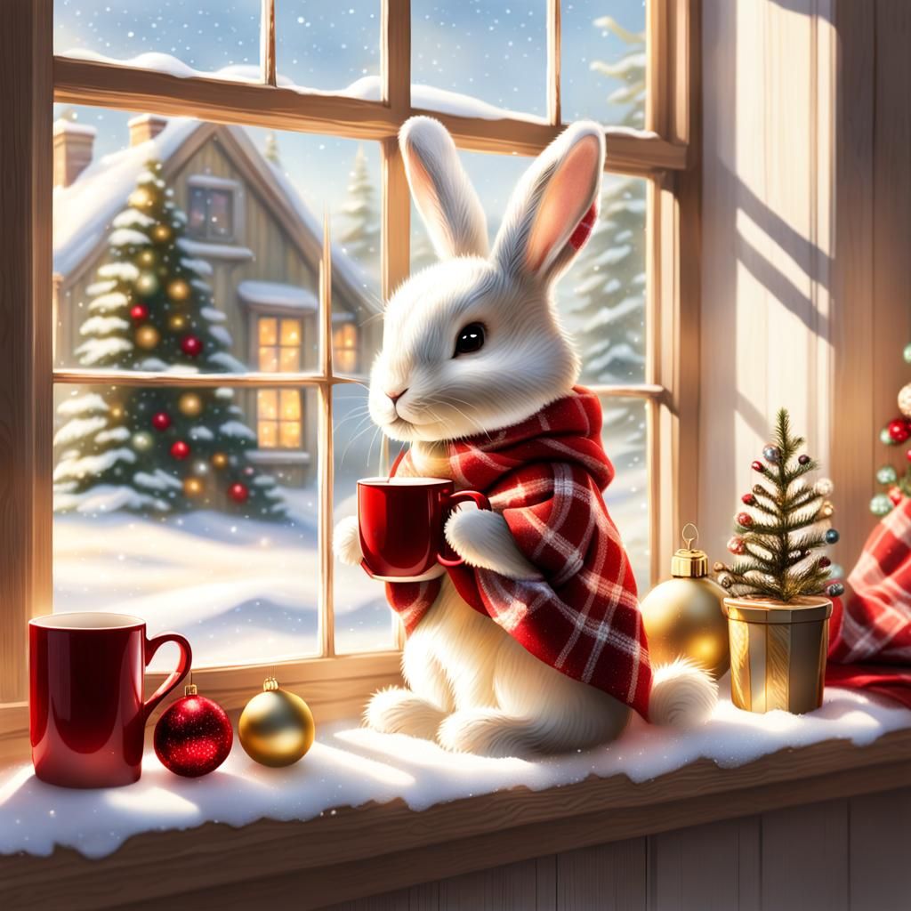 Bunny's Christmas Morning: Cozy Cottage View