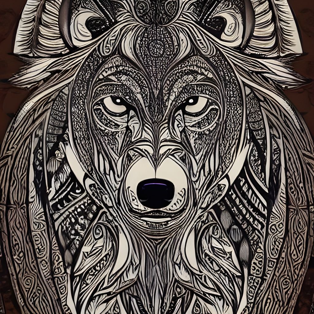 Majestic Wolf Totem with Swirling Energy