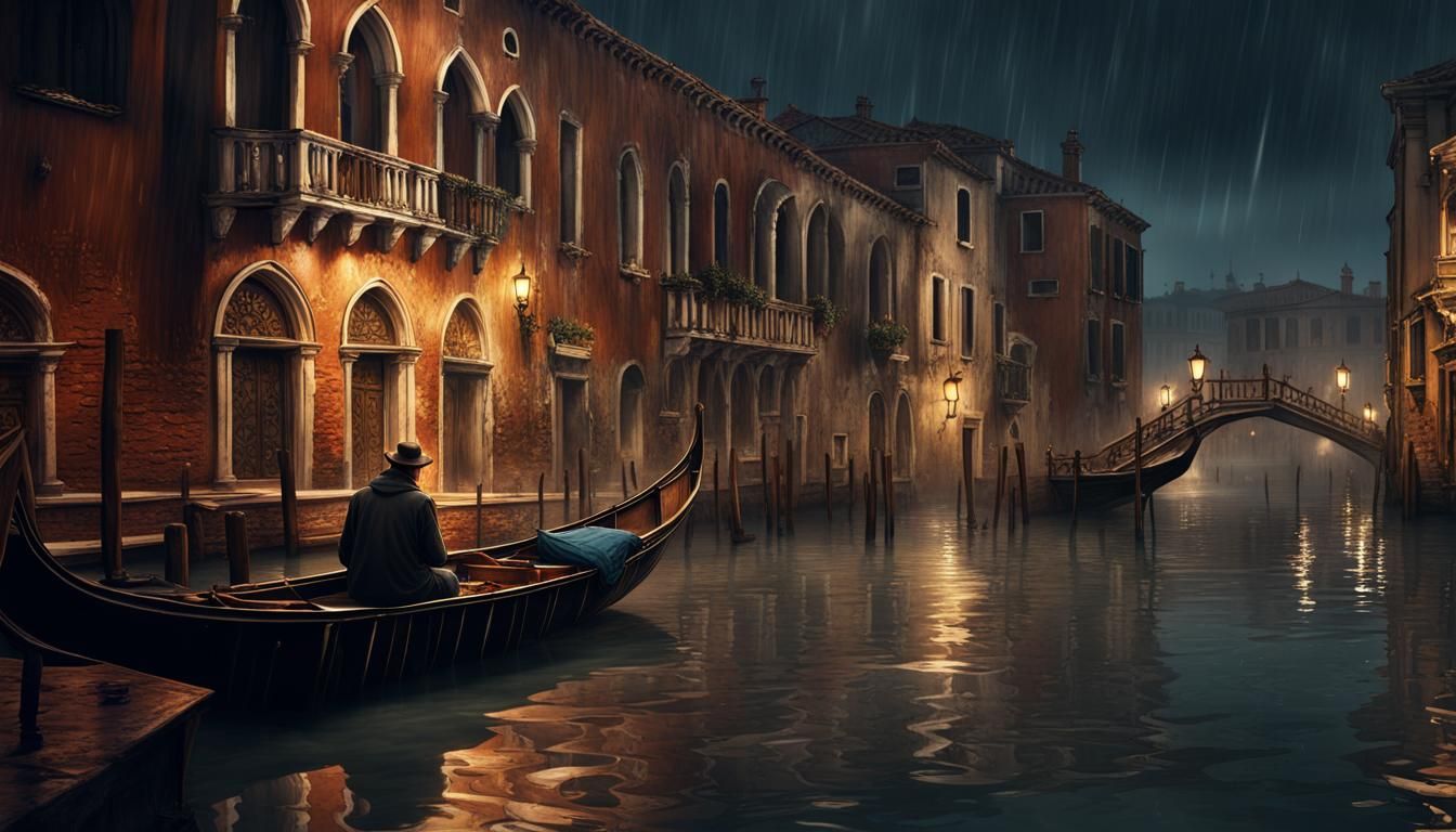 Rainy Night in Venice: A Detailed Matte Painting