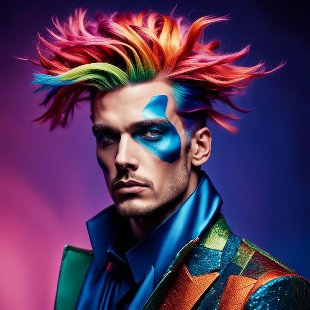 Avant-Garde Male Model in High-Fashion Portrait