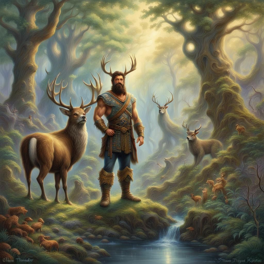Antlered God in a Mystical Forest