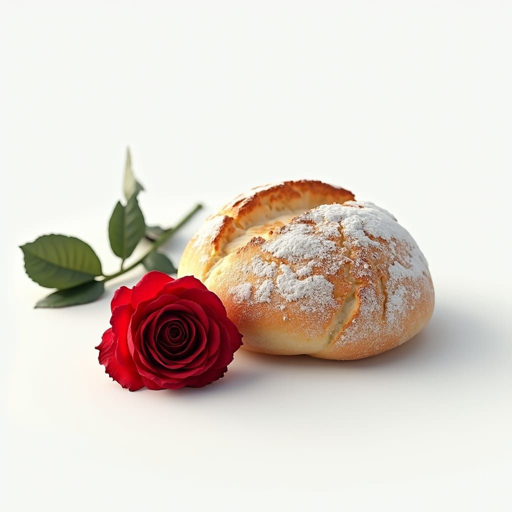 Rose and Bread Still Life in Hyper-Realism