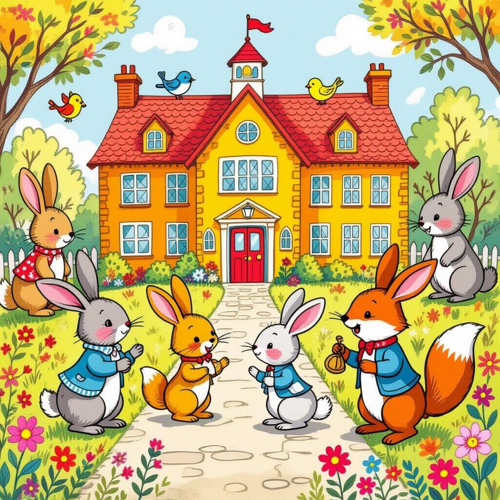 Enthusiastic Animals Return to School, Illustrated Style